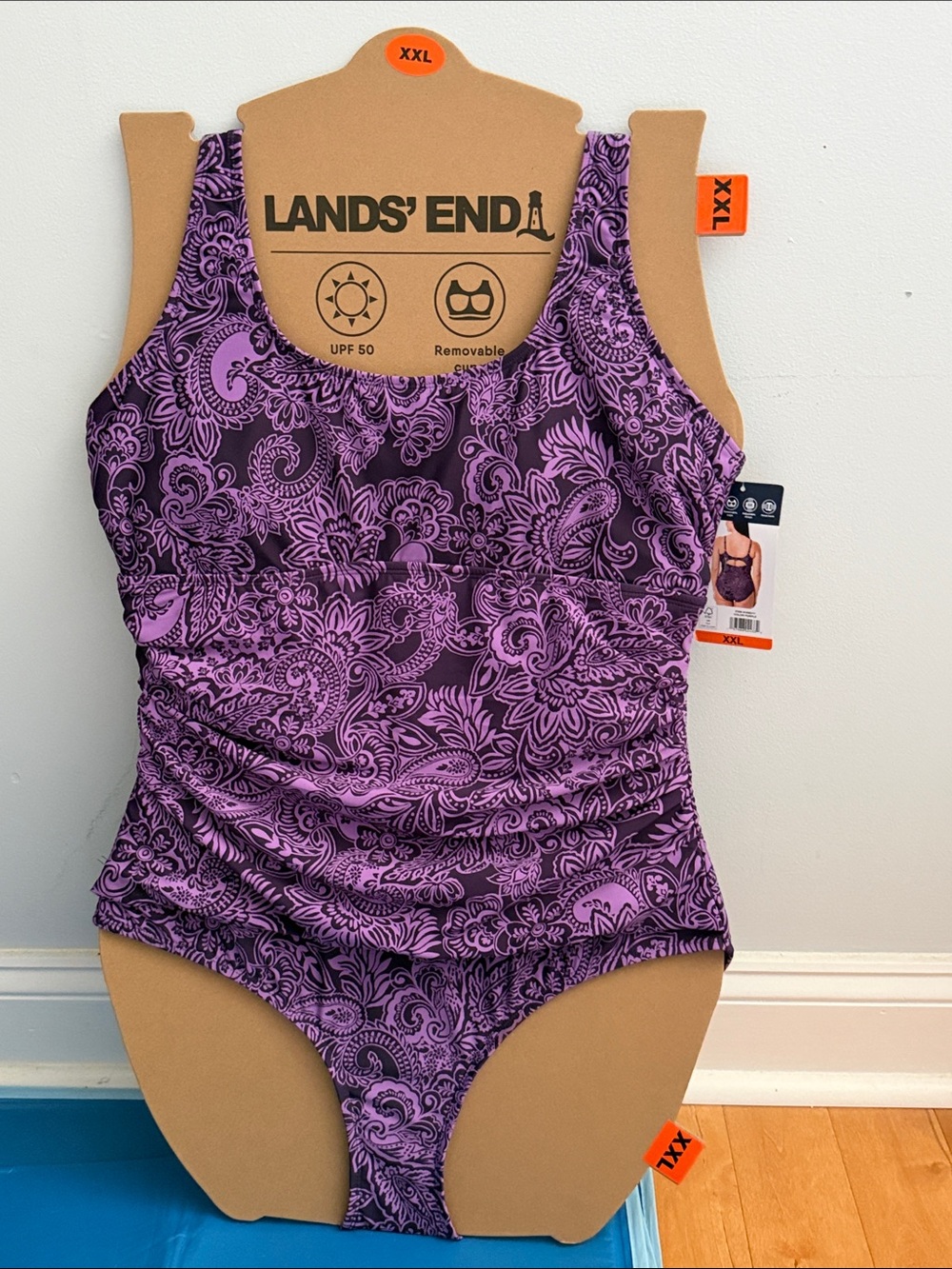 Lands' End Purple Paisley Women’s One-Piece Swimsuit